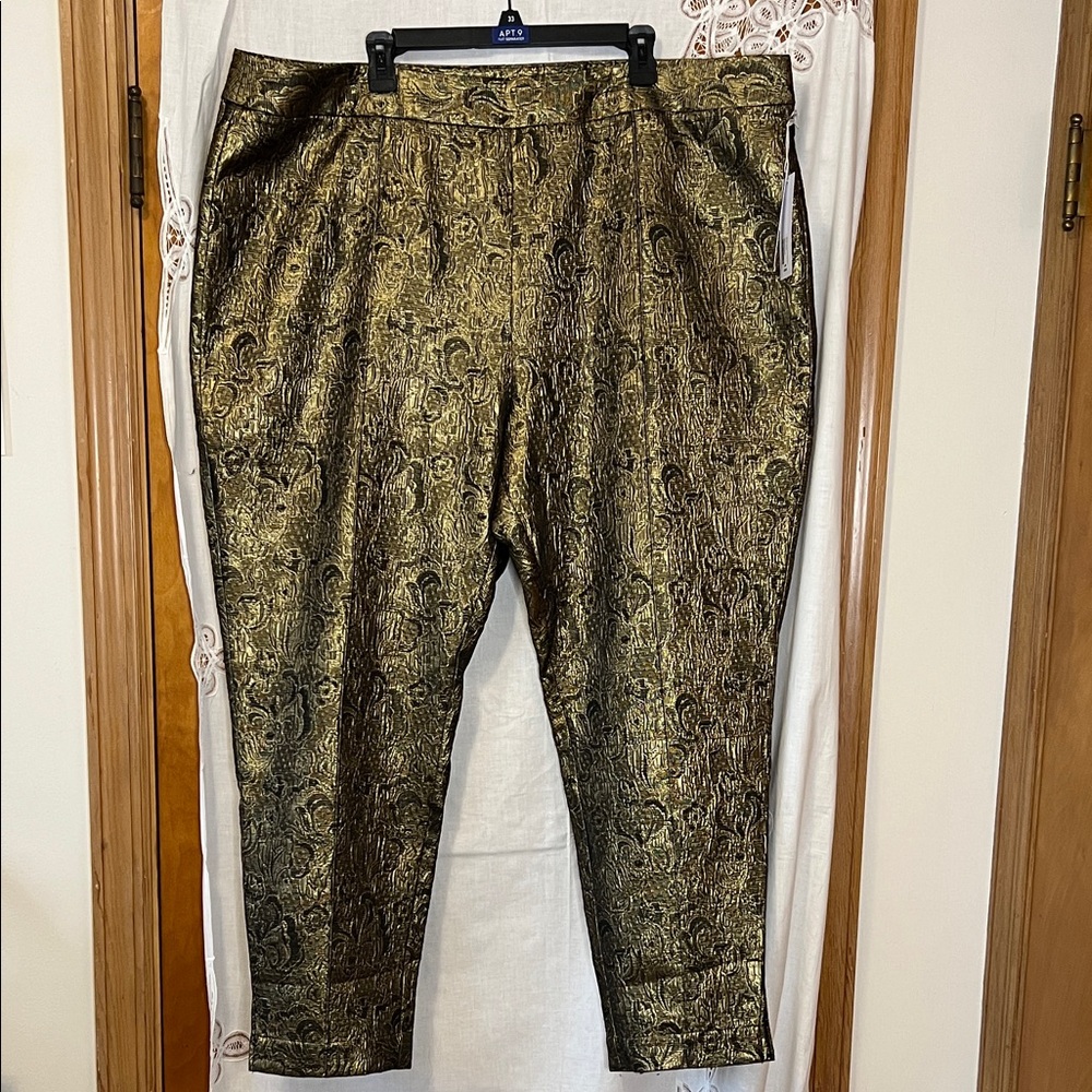 Soft Surroundings Black Gold Floral Pants 24W NWT